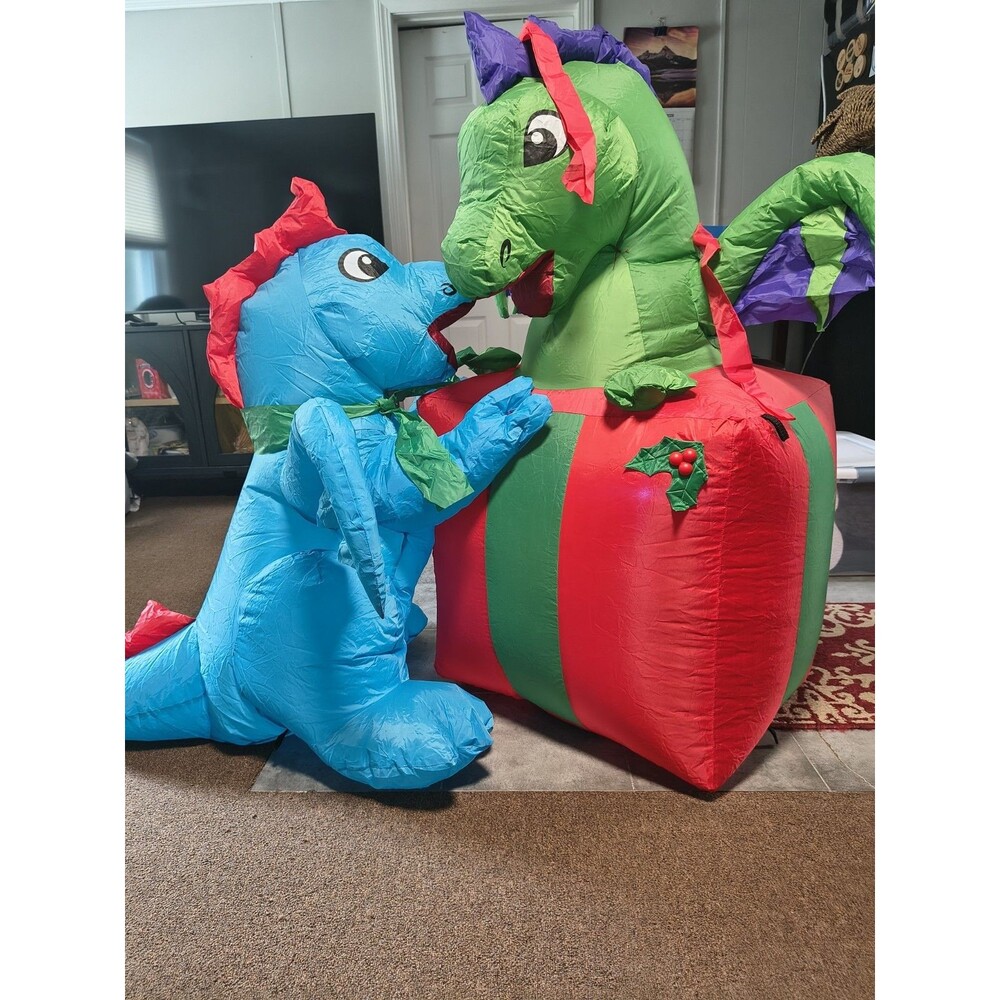 Holiday Time Baby Dragons with Present Christmas Airblown Inflatable 5 Ft Box